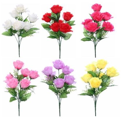 Picture of ROSE BUSH (6 HEADS) ASSORTED X 36pcs
