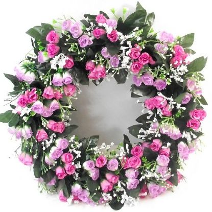 Picture of 42cm ROSEBUD AND GYP WREATH PINK/LILAC