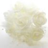 Picture of FOAM ROSE BOUQUET WITH PEARLS AND NETTING (8 HEADS) IVORY