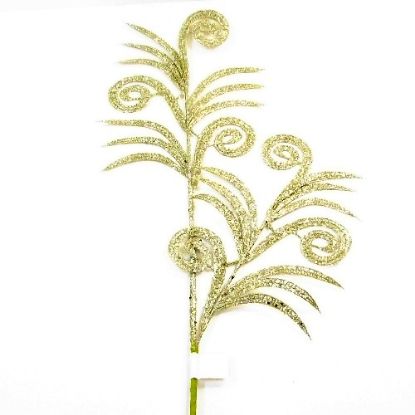 Picture of 85cm GLITTERED PEACOCK SPRAY GOLD