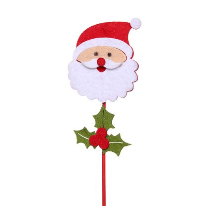 Picture of 31cm CHRISTMAS WOODEN/FELT SANTA PICK RED/WHITE X 6pcs