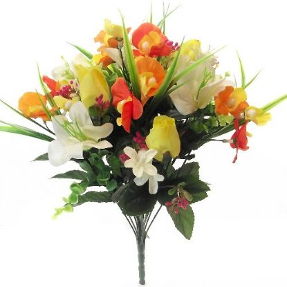 Picture of ROSEBUD ALSTRO AND ORCHID MIXED BUSH ORANGE/YELLOW