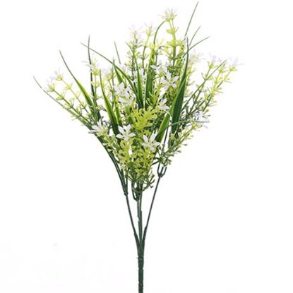 Picture of 32cm PLASTIC CROWN FLOWER BUSH WITH GRASS WHITE