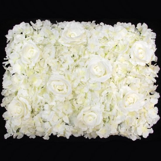 Picture of ROSE AND HYDRANGEA FLOWER WALL 60cm X 40cm IVORY