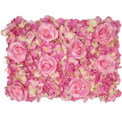 Picture of ROSE AND HYDRANGEA FLOWER WALL 60cm X 40cm PINK/CREAM