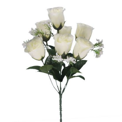 Picture of 32cm ROSEBUD BUSH WITH GYP (7 HEADS) IVORY