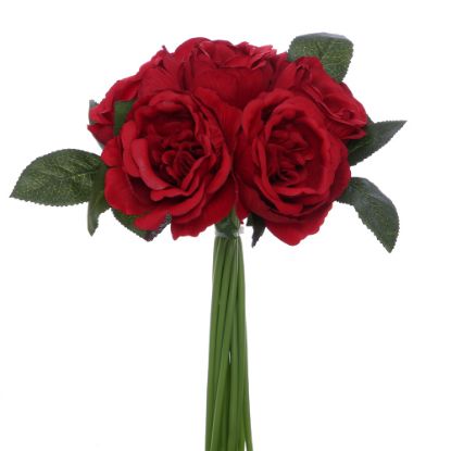 Picture of 27cm CABBAGE ROSE BUNDLE (7 STEMS) RED
