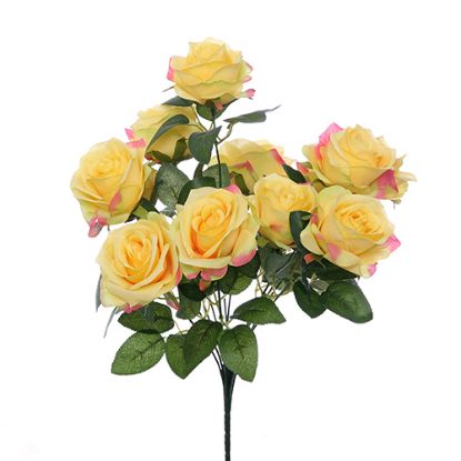 Picture of 42cm LARGE OPEN ROSE BUSH YELLOW/PINK