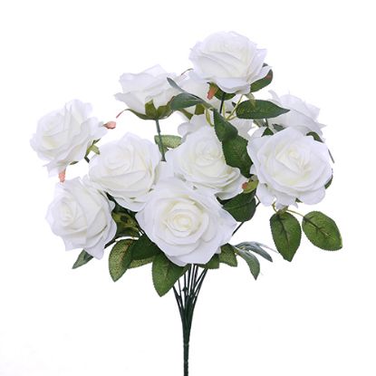 Picture of 42cm LARGE OPEN ROSE BUSH IVORY