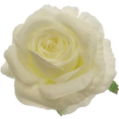 Picture of SINGLE ROSE FLOWER HEAD IVORY X 12pcs