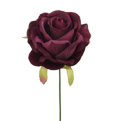 Picture of 27cm SINGLE OPEN ROSE BURGUNDY 