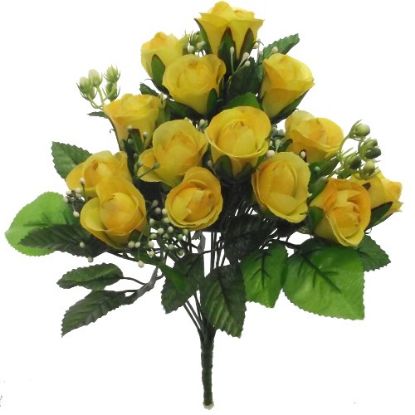 Picture of 35cm ROSEBUD BUSH WITH GYP YELLOW