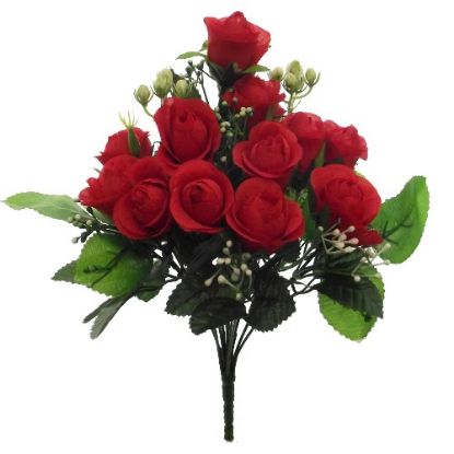 Picture of 35cm ROSEBUD BUSH WITH GYP RED