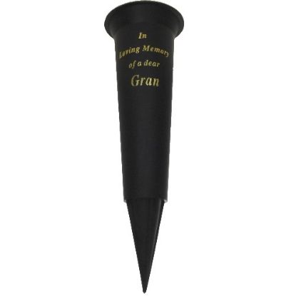 Picture of GRAVE VASE SPIKE BLACK IN LOVING MEMORY OF A DEAR GRAN