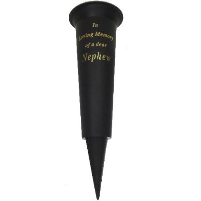 Picture of GRAVE VASE SPIKE BLACK IN LOVING MEMORY OF A DEAR NEPHEW