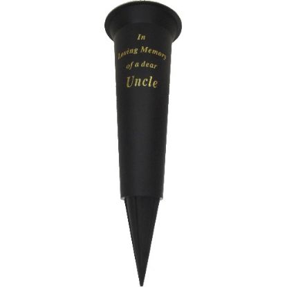 Picture of GRAVE VASE SPIKE BLACK IN LOVING MEMORY OF A DEAR UNCLE