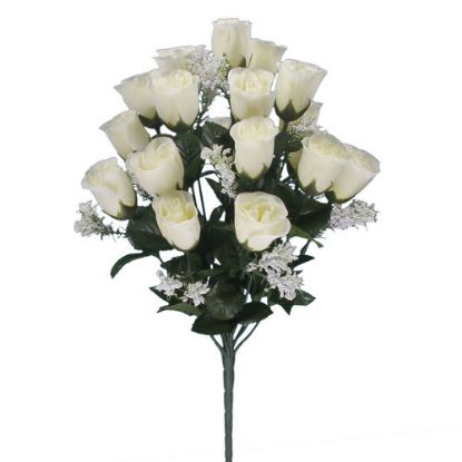 Picture of 46cm ROSEBUD BUSH WITH GYP (18 HEADS) IVORY