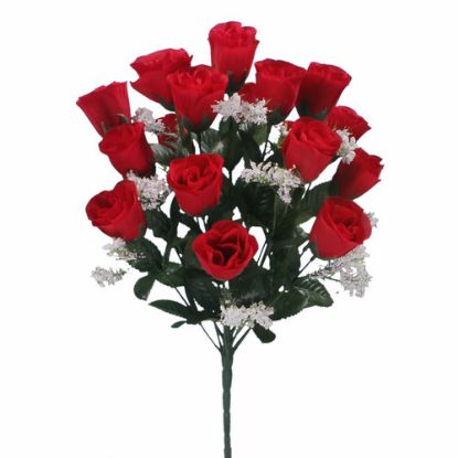 Picture of 46cm ROSEBUD BUSH WITH GYP (18 HEADS) RED
