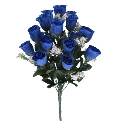 Picture of 46cm ROSEBUD BUSH WITH GYP (18 HEADS) ROYAL BLUE