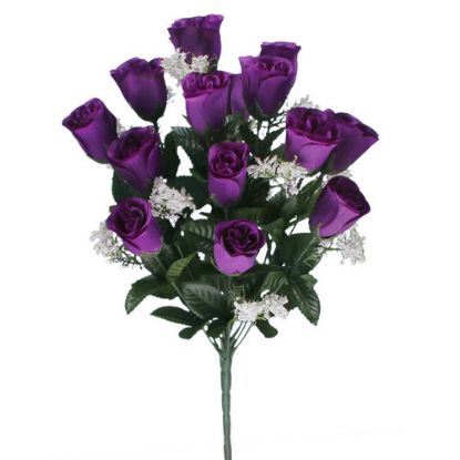 Picture of 46cm ROSEBUD BUSH WITH GYP (18 HEADS) PURPLE