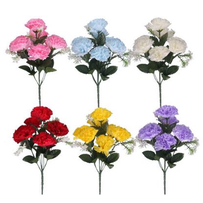 Picture of 32cm CARNATION BUSH WITH GYP (7 HEADS) ASSORTED X 48pcs