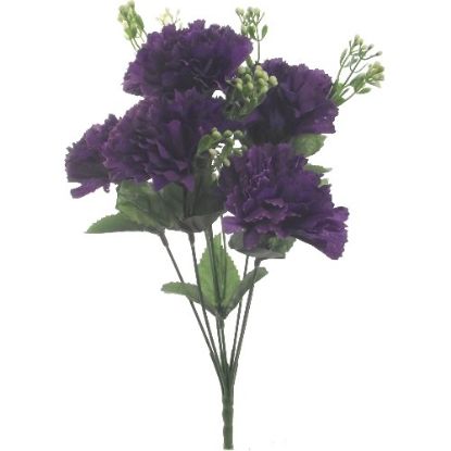Picture of 32cm CARNATION BUSH WITH GYP (7 HEADS) PURPLE