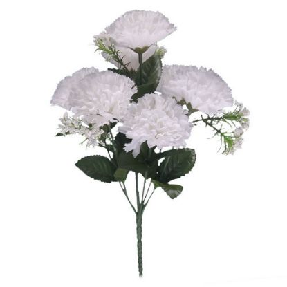 Picture of 32cm CARNATION BUSH WITH GYP (7 HEADS) WHITE