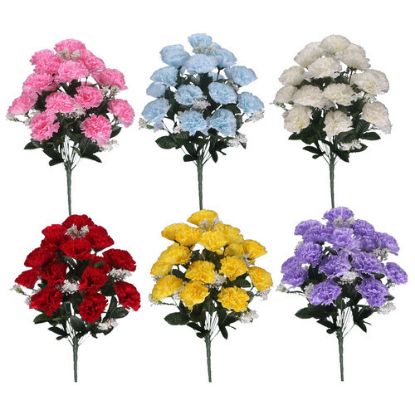 Picture of 46cm CARNATION BUSH WITH GYP (18 HEADS) ASSORTED X 24pcs