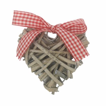 Picture of 10cm WICKER HEART WITH RED GINGHAM RIBBON