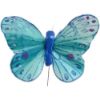 Picture of 8cm FEATHER BUTTERFLY ON 20cm WIRE ASSORTED X 12pcs