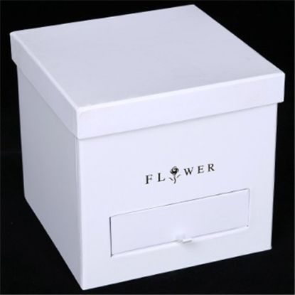Picture of 20cm SQUARE FLOWER BOX WITH GIFT COMPARTMENT WHITE