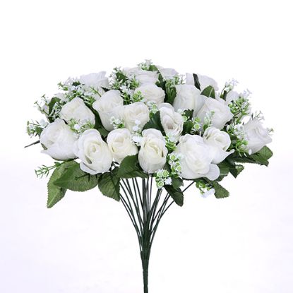Picture of 41cm ROSEBUD BUSH (24 HEADS) WITH GYP IVORY