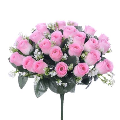 Picture of 41cm ROSEBUD BUSH (24 HEADS) WITH GYP PINK