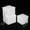 Picture of SET OF 3 SQUARE FLOWER BOX CREAM