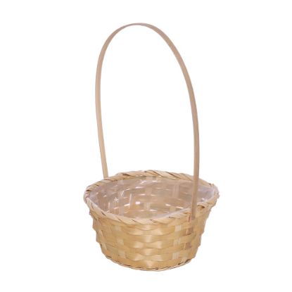 Picture of 20cm ROUND BAMBOO PLANTING BASKET WITH HANDLE NATURAL