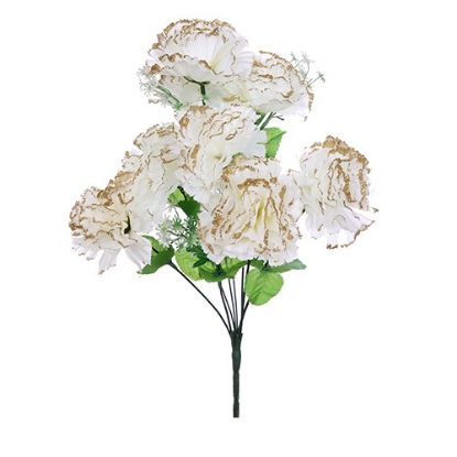 Picture of CARNATION BUSH (8 HEADS) IVORY WITH GOLD GLITTER