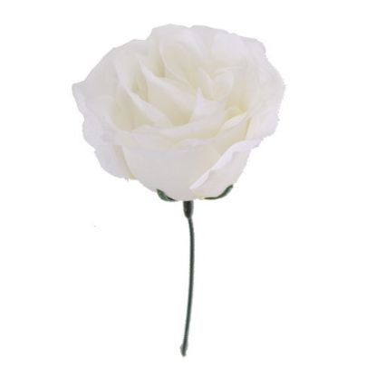 Picture of SINGLE OPEN ROSE ON 8cm STEM IVORY X 144pcs