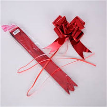 Picture of POLY RIBBON PULL BOWS 50mm X 10pcs METALLIC RED