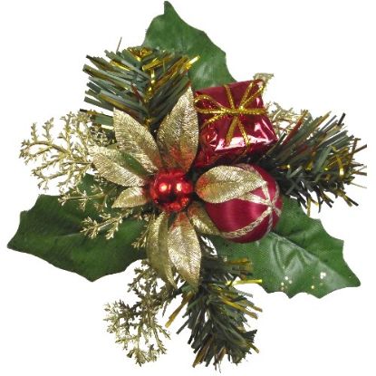 Picture of XMAS PICK WITH POINSETTIA BAUBLE AND PARCEL RED/GOLD X 96pcs