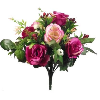 Picture of OPEN ROSE AND FOLIAGE MIXED BUSH PINK/WINE