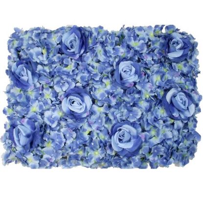 Picture of ROSE AND HYDRANGEA FLOWER WALL 60cm X 40cm BLUE