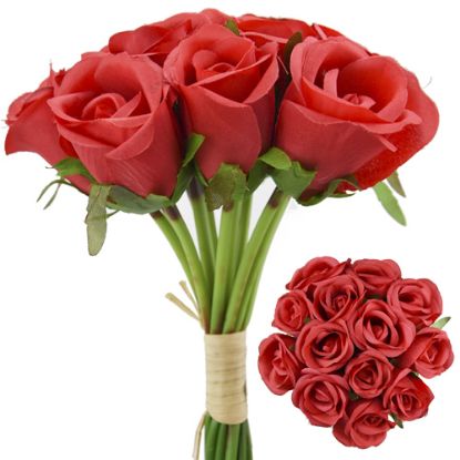 Picture of 25cm ROSEBUD BUNDLE (13 STEMS) RED