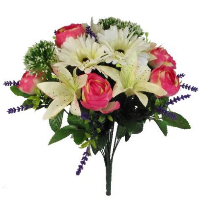 Picture of 49cm RANUNCULUS LILY AND GERBERA MIXED BUSH IVORY/PINK