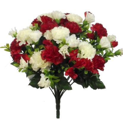 Picture of 35cm MINI CARNATION BUSH IVORY/RED