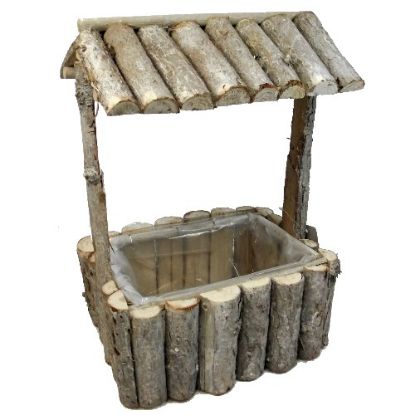Picture of 23cm RECTANGULAR LOG PLANTER WITH ROOF NATURAL