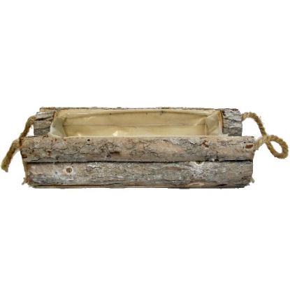 Picture of 31cm RECTANGULAR BARK PLANTER WITH ROPE HANDLES
