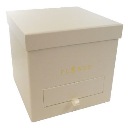 Picture of 20cm SQUARE FLOWER BOX WITH GIFT COMPARTMENT IVORY