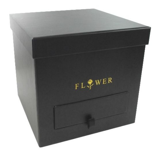 Picture of 20cm SQUARE FLOWER BOX WITH GIFT COMPARTMENT BLACK