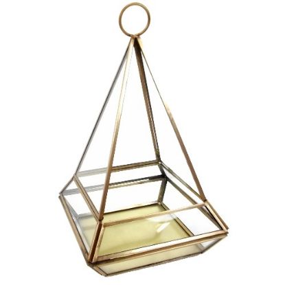 Picture of 26cm GOLD METAL AND GLASS GEOMETRIC LANTERN