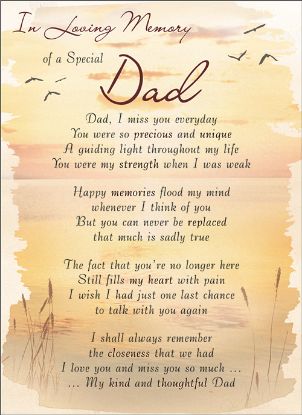 Picture of PLASTIC COATED MEMORIAL CARD X 6pcs - I-L-M OF A SPECIAL DAD